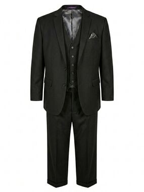 Vinci Men's 3-Piece Classic Suit - Black - Jacket 44L / Pants 38L - Excellent Co